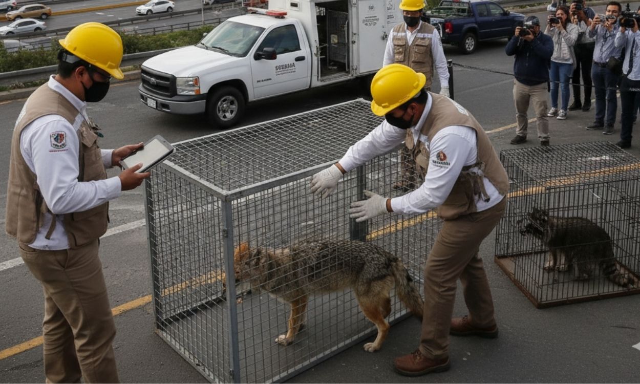 Manejo de fauna en jaulas de traslado