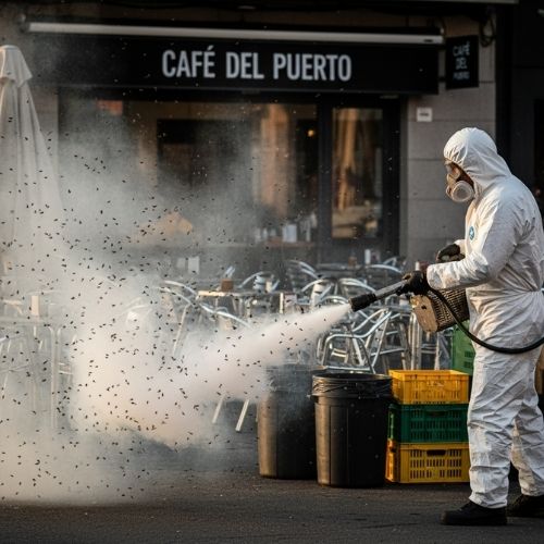 Aplicación de tratamiento para controlar moscas